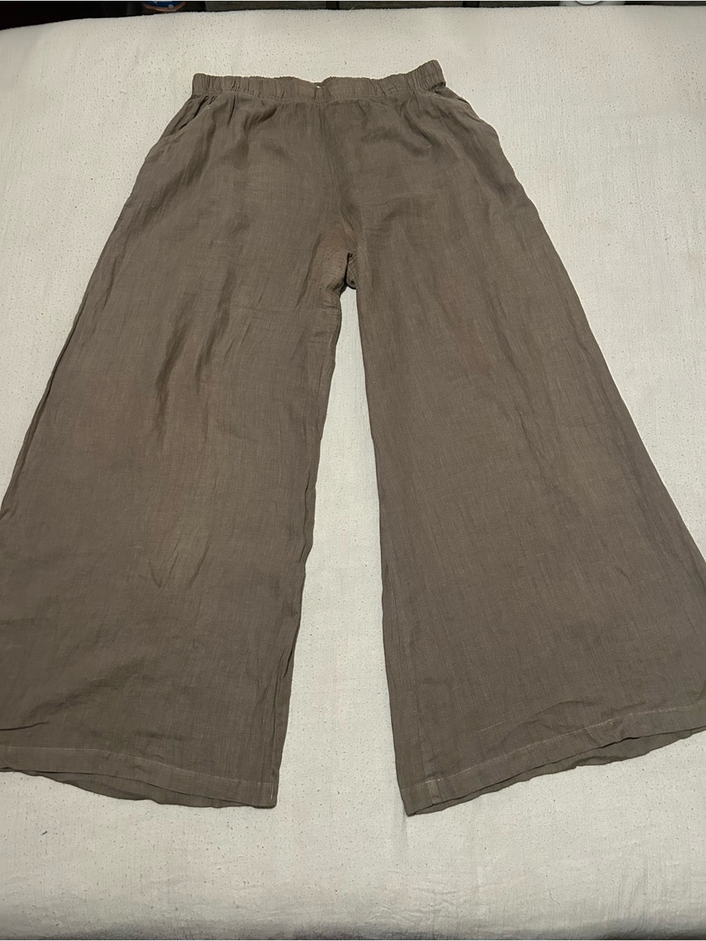 HARI Wide-Leg Linen-Blend Pants in Taupe Brown